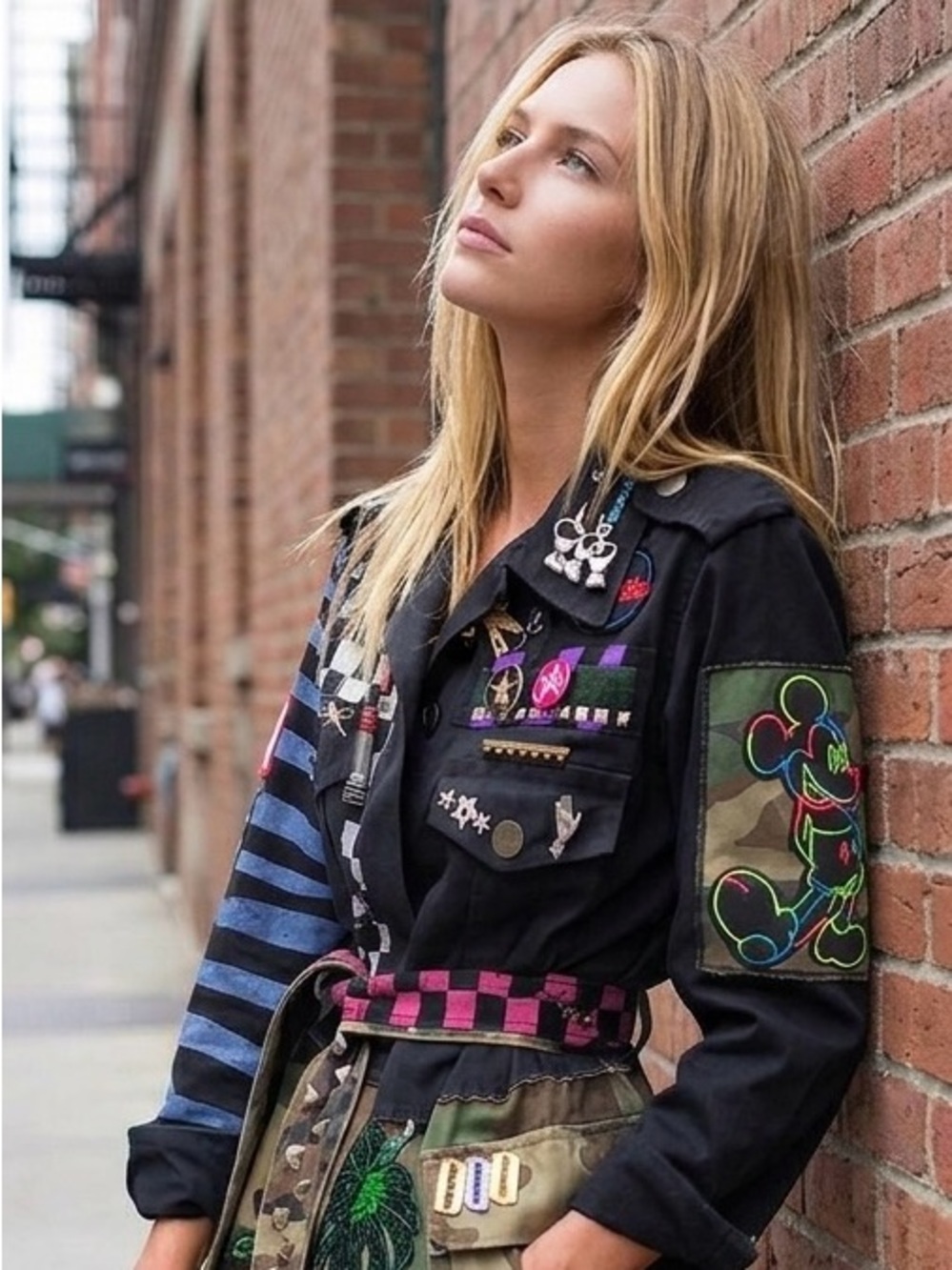 Marc Jacobs Black Utility Jacket with Blue, Green, Pink and Purple Accents